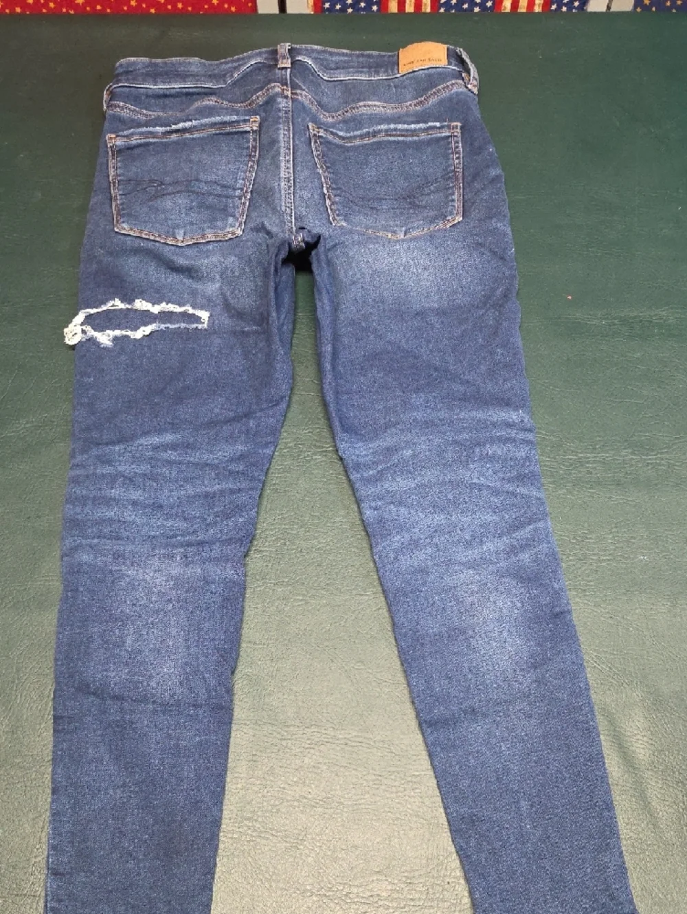 **American Eagle Distressed Dark Wash Skinny Jeans** - Picture 6 of 12